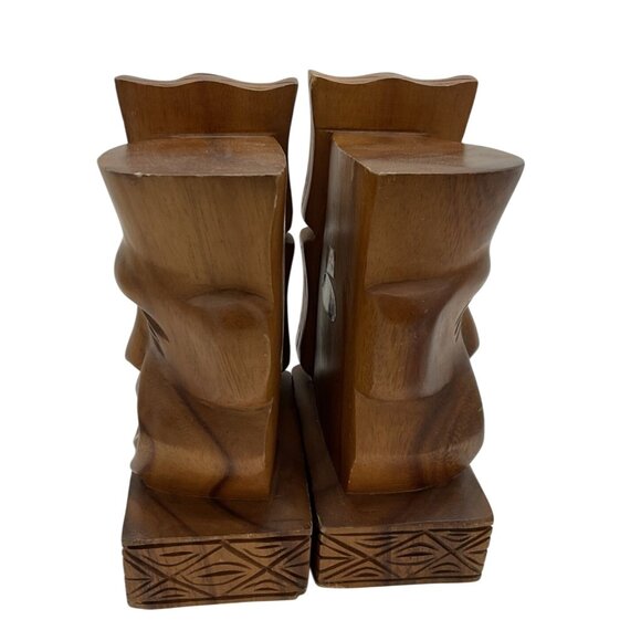 Vtg 1960s MCM Comedy & Tragedy Theatre Bookends Solid Wood by Mirsani 8 x 5 x 3 - Picture 6 of 7